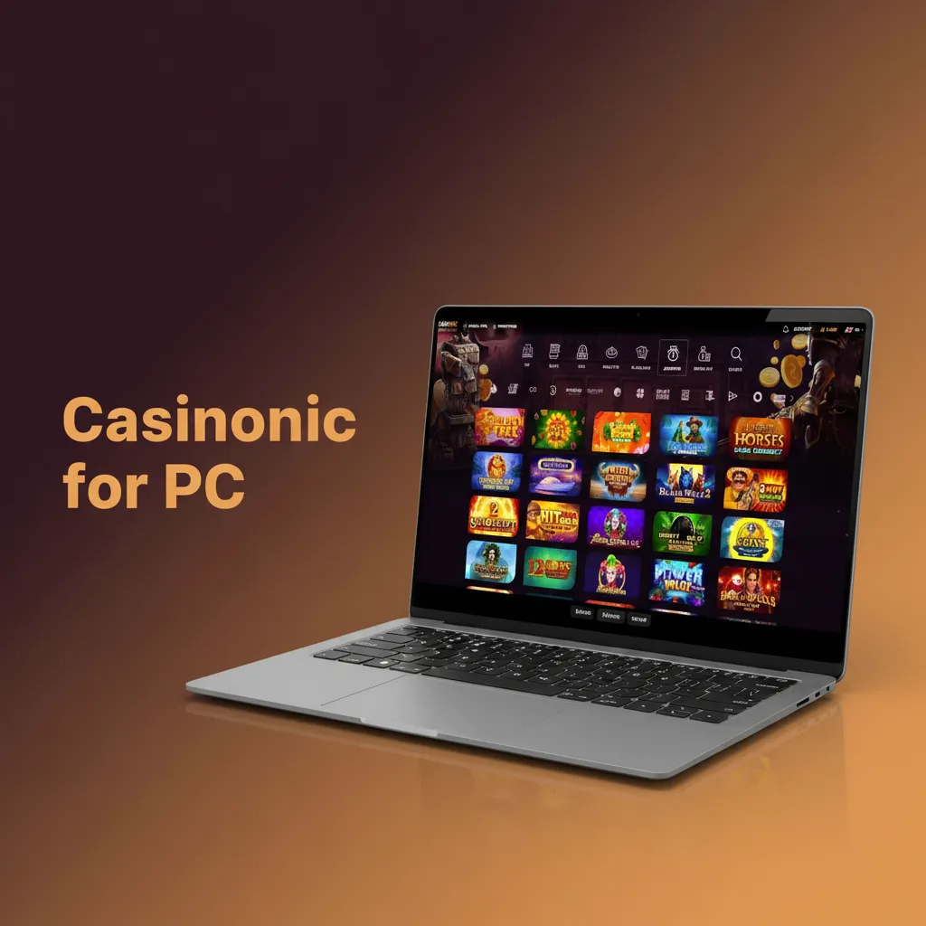 Casinonic for PC: website open in a desktop browser on Windows and macOS, no download, play games and deposit AUD.