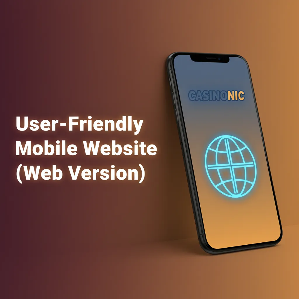 Responsive mobile website on phone and tablet showing casino games, cashier, and promos; fast, secure, no download, one-hand