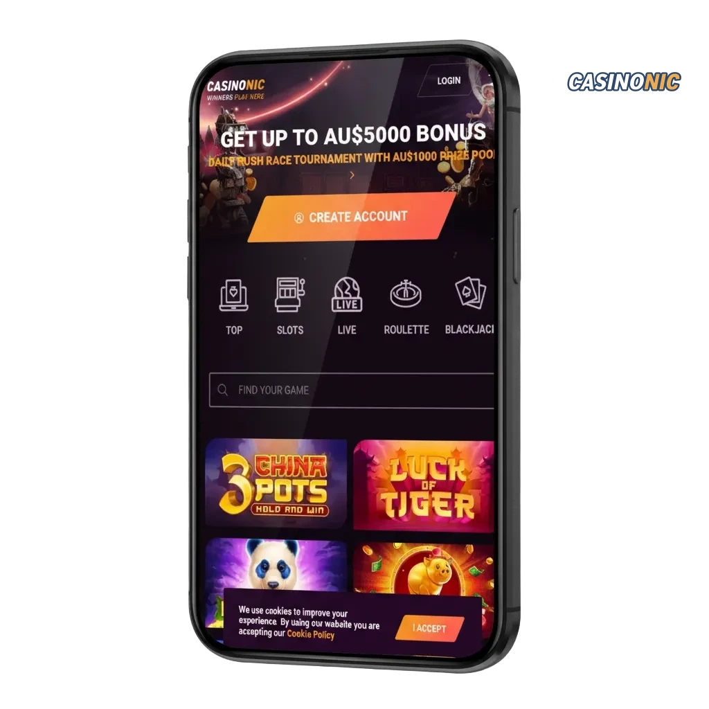 Casinonic app download page for Android and iOS, with sports betting, casino games, and payment logos like Visa and Skrill.