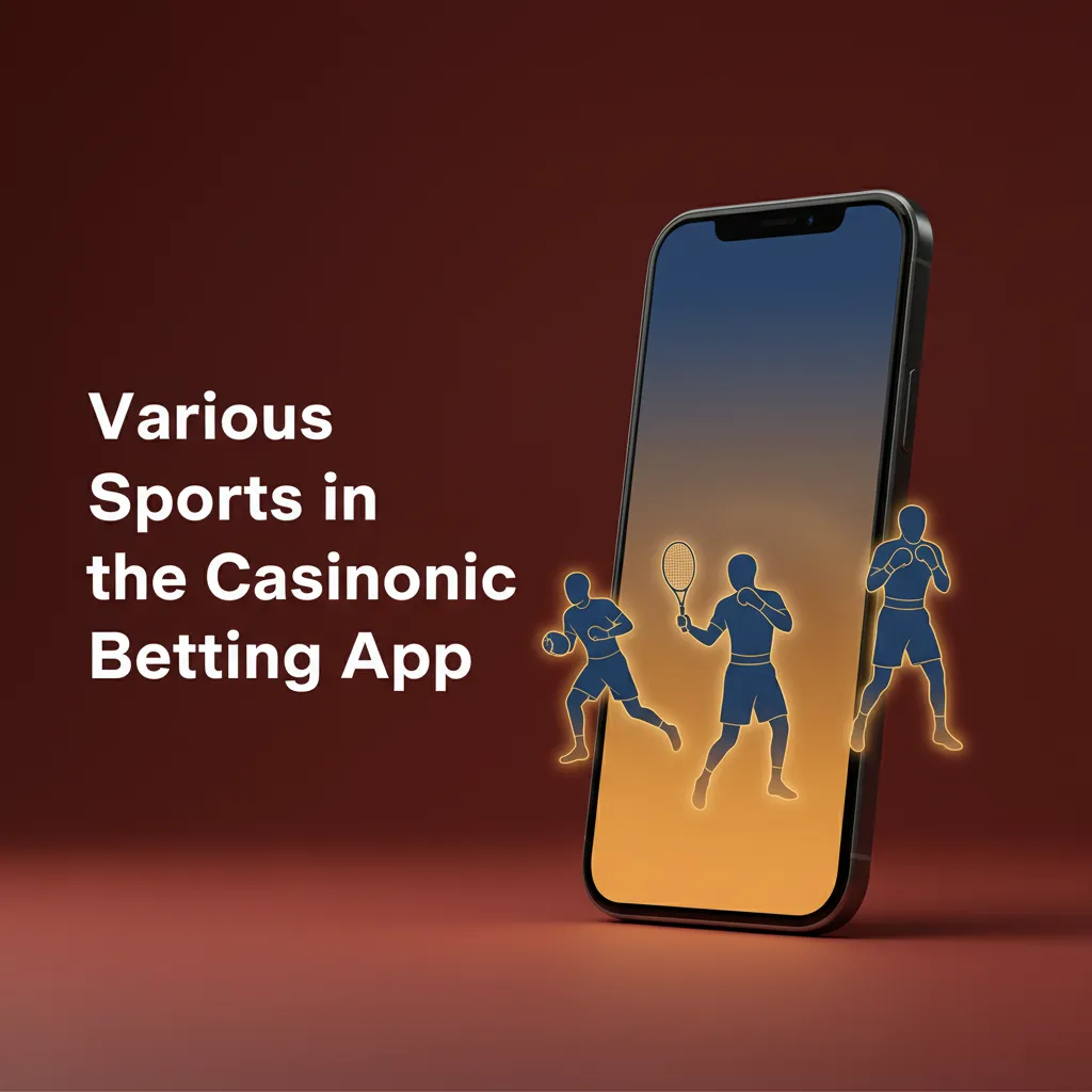 Casinonic app screen: live and line betting; AFL, NRL, cricket, soccer, tennis, basketball, rugby, UFC, esports, racing.
