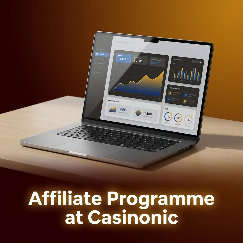 Casinonic affiliate programme dashboard showing commission tiers and tracking tools for partner referrals
