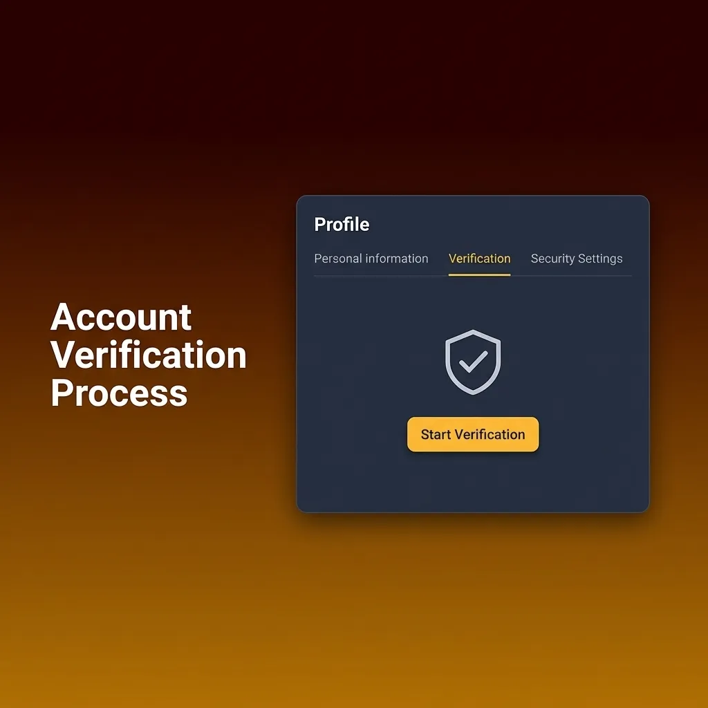 Account verification process diagram showing steps from receiving request to uploading ID and proof of address documents.