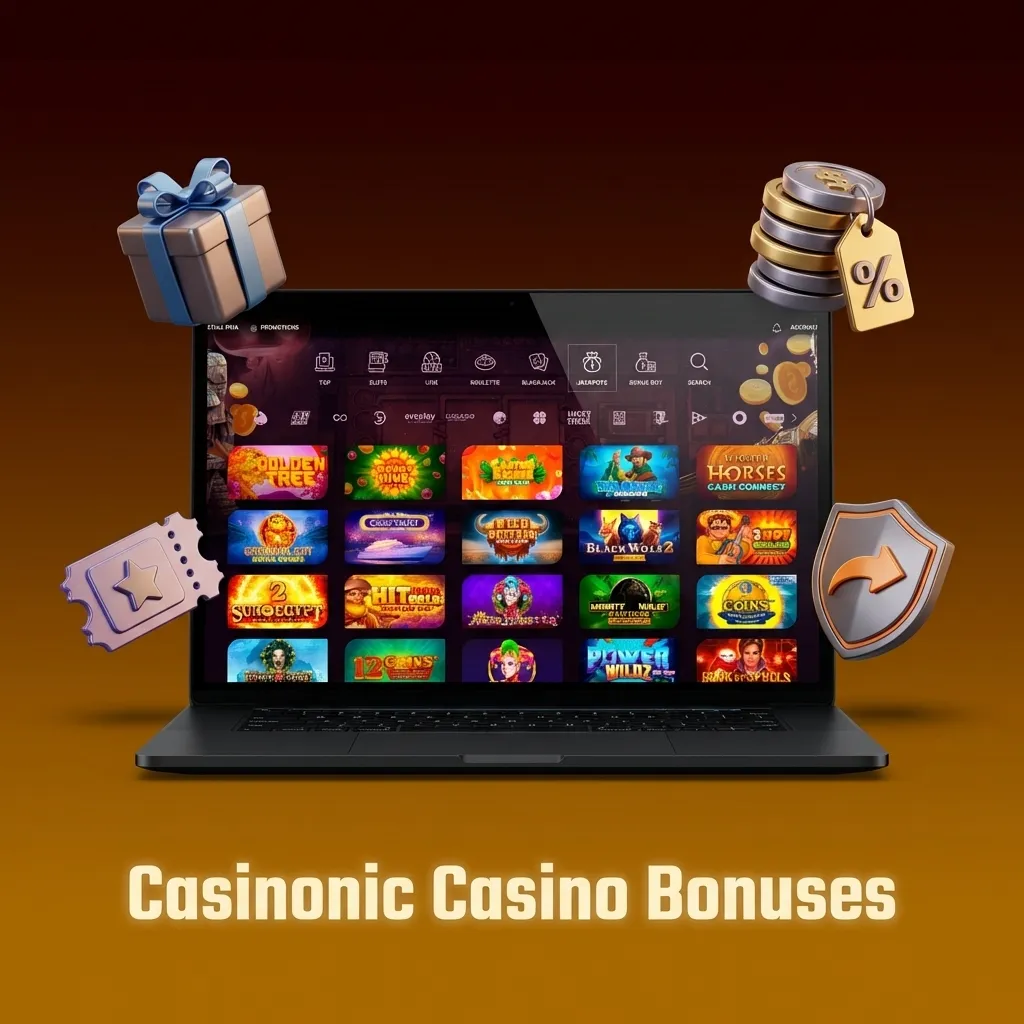 Casinonic Casino welcome bonus and promotions including deposit matches, reload bonuses, cashback, and free spins offers.