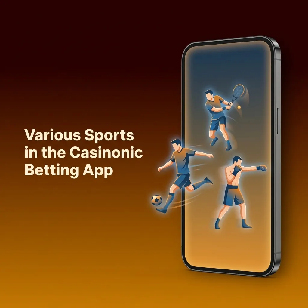 Casinonic betting app interface showing multiple sports options including football, tennis, basketball, and eSports